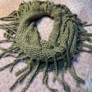 Knit fringe infinity scarf